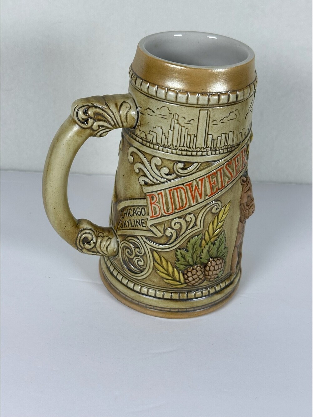 Vintage 1980 Budweiser Chicago Skyline Beer Stein Ceramarte Brazil Limited Editi